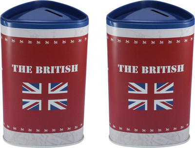

Saamarth Impex Slogan Printed Metal Tin Coin Bank Piggy Bank Money-Box Savings Box Savings-Set Of 2 Coin Bank(Multicolor)