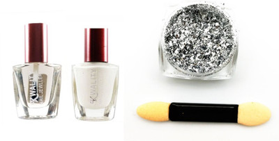 

Iris 7 Get a Stylish Look at Home with High-Quality Golden Flakes with White Nail Polish & Top Coat - Perfect Anil Art Decoration Accessory for Girls and Women(Set of 3)