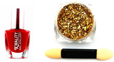 

Iris 7 Best Look with High-Quality Golden Flakes with Red Nail Polish- Nail Art Decoration Perfect Nail Art Accessory for Party, Wedding, Birthday, Prom Night(Set of 3)