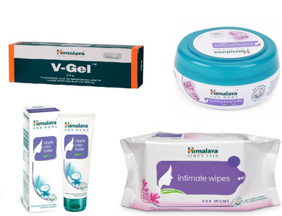 

Himalaya V-Gel, Soothing Body Butter, Nipple Care Butter, Intimate Wipes(Set of 4)