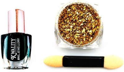 

Iris 7 Get the Look with Golden Flakes with Black Nail Polish for all type of Occasion - Perfect Gift for Girls and Women(Set of 3)