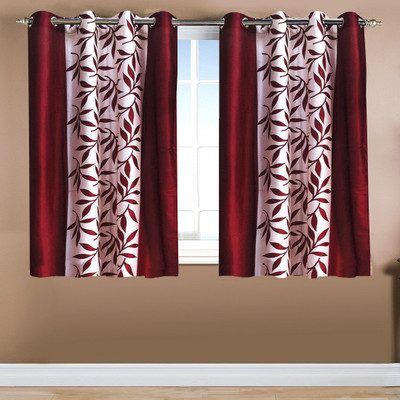 Home Candy Polyester Window Curtain 212 cm (7 ft) Pack of 2(Abstract Maroon)