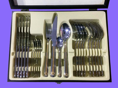 

ShopyBucket Stainless Steel Cutlery Set 6 pcs, tea spoon, 6 pcs, desert spoon , 6 pcs, desert fork , 6 pcs, soup spoon with stand Of 24 Pieces Steel Cutlery Set(Pack of 24)