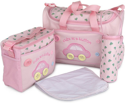 

Baybee Roo Premium Quality Baby Diaper Bag / Mother Bag / Maternity Hand Bag 4PCs Set Nursery Bag(Pink)
