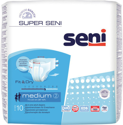 

Super Seni Breathable Fit and Dry Adult Diapers - M(10 Pieces)