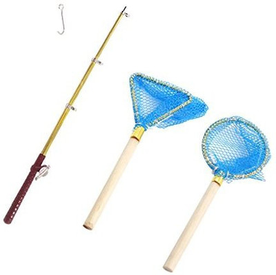 Jili Online 3 Pieces Wooden Fishing Net Metal Rod Sets Miniatures For 1:12 Dollhouse Garden Beach Pond Accessories(Multicolor) available at flipkart for Rs.1378