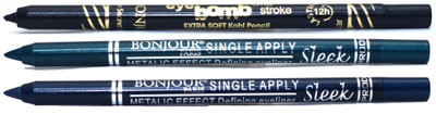 

Coat Me Bonjour Paris Non Transfer Metallic Eye Pencil - Black - Party Blue - Glazed Green 5.4 g(Multi Color)