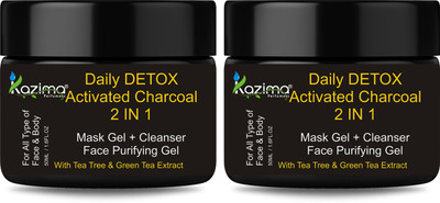 

KAZIMA Daily DETOX Activated Charcoal 2 IN 1 Mask Gel + Cleanser Face Purifying Gel - Nourishment & Skin Refresh & Soft ( 50 ML Pack of 2 )(50 ml)