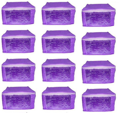 

Addyz Plain Pack of 12 Pieces Ladies Large Non - Woven saree Cover Salwar Suit Kamiz Cover Up to 10 - 12 Saree or Salwar in Each Saree. Storage Bag(Purple)
