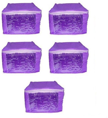 

Addyz Plain Pack of 5 Pieces Ladies Large Non - Woven saree Cover Salwar Suit Kamiz Cover Up to 10 - 12 Saree or Salwar in Each Saree. Storage Bag(Purple)