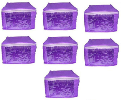 

Addyz Plain Pack of 7 Pieces Ladies Large Non - Woven saree Cover Salwar Suit Kamiz Cover Up to 10 - 12 Saree or Salwar in Each Saree. Storage Bag(Purple)