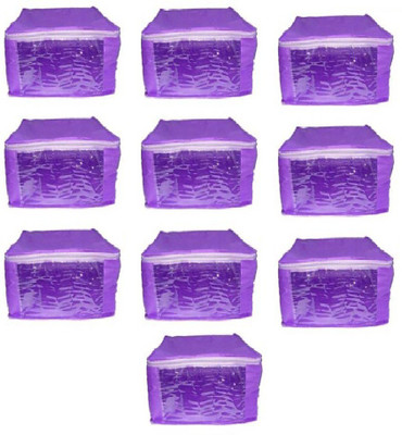 

Addyz Plain Pack of 10 Pieces Ladies Large Non - Woven saree Cover Salwar Suit Kamiz Cover Up to 10 - 12 Saree or Salwar in Each Saree. Storage Bag(Purple)