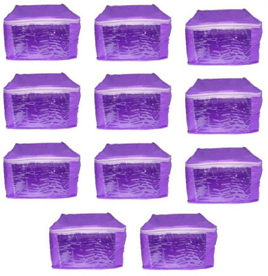 

Addyz Plain Pack of 11 Pieces Ladies Large Non - Woven saree Cover Salwar Suit Kamiz Cover Up to 10 - 12 Saree or Salwar in Each Saree. Storage Bag(Purple)