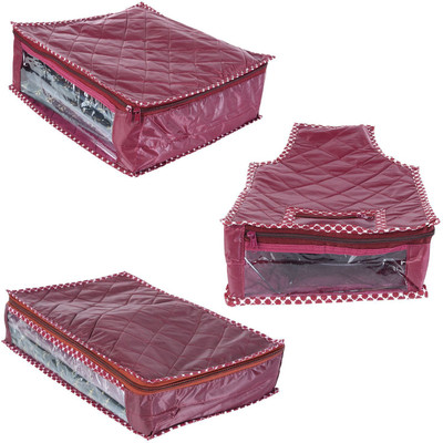 Indi Bargain Solid Quilted wedding set pcs 3 Garment cover set(Maroon)