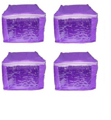 

Addyz Plain Pack of 4 Pieces Ladies Large Non - Woven saree Cover Salwar Suit Kamiz Cover Up to 10 - 12 Saree or Salwar in Each Saree. Storage Bag(Purple)