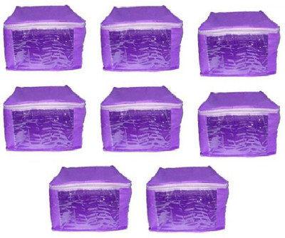 

Addyz Plain Pack of 8 Pieces Ladies Large Non - Woven saree Cover Salwar Suit Kamiz Cover Up to 10 - 12 Saree or Salwar in Each Saree. Storage Bag(Purple)