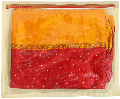 

Bagaholics Designer Wedding Saree cover Transparent Golden Laced Fancy Saree Cover capacity of 2 Pcs Sareecover 4(Gold)