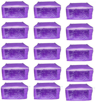 

Addyz Plain Pack of 15 Pieces Ladies Large Non - Woven saree Cover Salwar Suit Kamiz Cover Up to 10 - 12 Saree or Salwar in Each Saree. Storage Bag(Purple)
