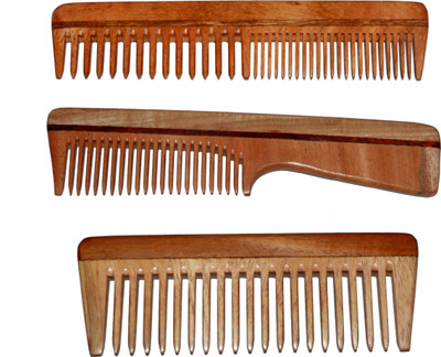 

BLITHE PACK OF 3 DETANGLER & FINE TOOTH NEEM WOOD COMB WITH HANDLE