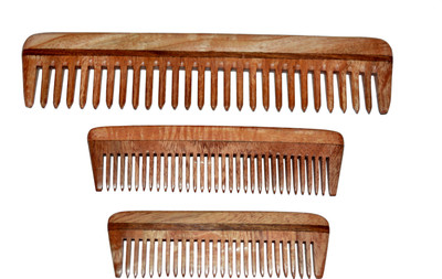 BLITHE PACK OF 3 WIDE TOOTH DETANGLER & POCKET NEEM WOOD COMBS