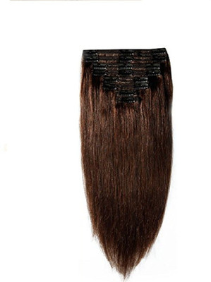 

Majik 100% Real Human Extensions Clip On 7 pcs , 100 Grams (32 inches, Dark Brown) Hair Extension
