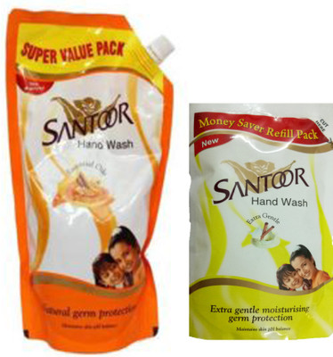 

SANTOOR CLASSIC SANDALWOOD & TULSI HAND WASH 750 ML+ EXTRA GENTLE MOISTURISING GERM PROTECTION HAND WASH 180 ML(750 ml, Pouch)