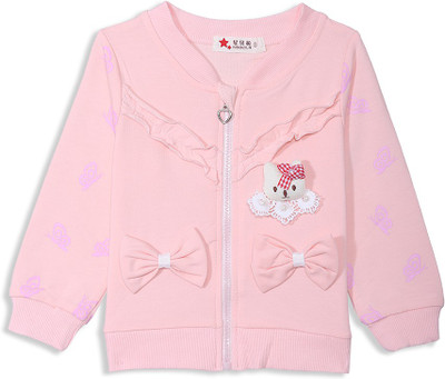 

Camey Full Sleeve Printed Baby Girls Jacket, Peach
