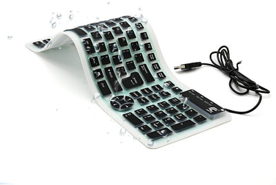 VibeX ® Foldable Flexible Keyboard Waterproof USB Wired Keyboard 103 Keys Keypad Silicone Soft Numeric Gaming Keyboard Wireless, Bluetooth Multi-device Keyboard(White, Black) Flipkart