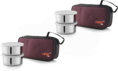 

UNINOX Combo Time Stainless Steel Lunch Box -Air tight Dishwasher Safe and Leak Proof 2 Containers Lunch Box (325 ml) 2 Containers Lunch Box(1200 ml), Brown