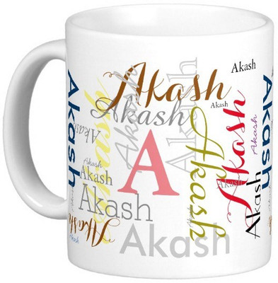 

Exoctic Silver AKASH Ceramic Mug(330 ml), Multicolor