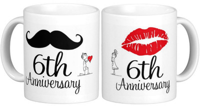 

Exoctic Silver 6th Marriage Anniversary Ceramic Mug(300 ml, Pack of 2)