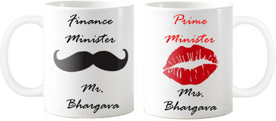 

Exoctic Silver Anniversary Mrs.n Mr.BHARGAVA Couple Gift Sl04 Ceramic Mug(330 ml, Pack of 2), Black;red