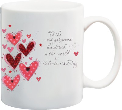 ME&YOU Gift for Husband On Valentine's Day; To The Most Gorgeous Husband In The World (IZ18JPMU-020) Printed Ceramic Coffee Mug(325 ml)