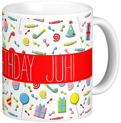 

Exoctic Silver Happy Birthday JUHI Ceramic Mug(300 ml), Multicolor