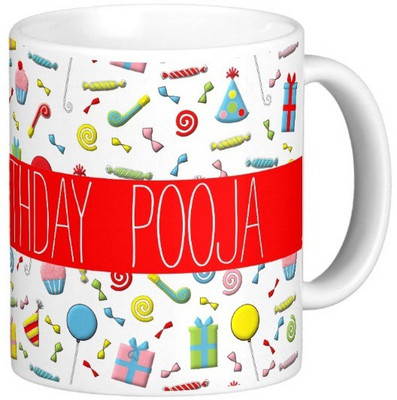 

Exoctic Silver Happy Birthday POOJA Ceramic Mug(300 ml), Multicolor