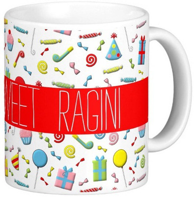 

Exoctic Silver Happy Birthday RAGINI Ceramic Mug(300 ml), Multicolor