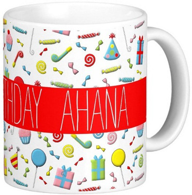 

Exoctic Silver Happy Birthday AHANA Ceramic Mug(300 ml), Multicolor