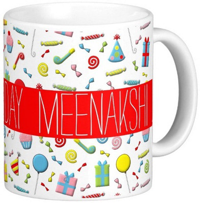 

Exoctic Silver Happy Birthday MEENAKSHI Ceramic Mug(300 ml), Multicolor