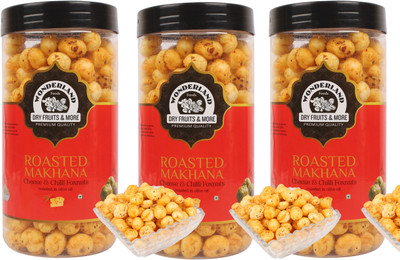 

Wonderland Makhana Cheese & Chilli Foxnuts (Pack of 3-100g Each) Assorted Nuts(300 g, Mason Jar)