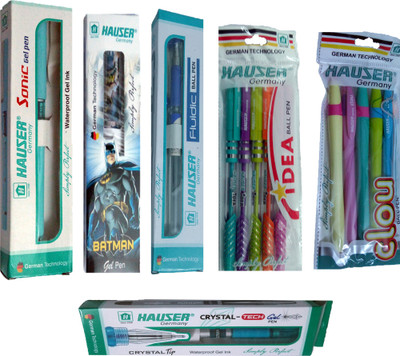 

HAUSER GERMANY BATMAN GEL PEN + CRYSTAL TECH GEL PEN + SONIC GEL PEN + FLUIDIC BALL PEN + IDEA BALL PEN + CLOU BALL PEN Stationery Set(Pack of 6)