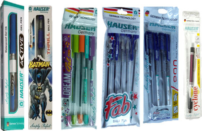 

HAUSER GERMANY THRILL BALL PEN + ACTIVE GEL PEN + DREAM GEL PEN + FAB BALL PEN + EON BALL PEN + CYCLONE BALL PEN Ball Pen(Pack of 6)