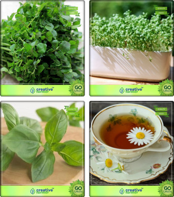 

Creative Farmer Herb Combo Pack Water Cress, Cress Common, Lemon Basil, German Chamomille Herb Seeds Combo Pack By Creative Farmer Seed(4 per packet)