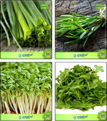 

Creative Farmer Herb Seeds For Kitchen Garden Chives, Rosemary, Cress Common, Wild Rocket Herb Seeds Combo Pack By Creative Farmer Seed(4 per packet)