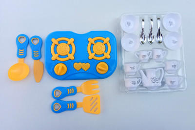 

Aparnas 20 pieces plastic kitchen set which includes a coffee set for kids play birthday gift for love girls