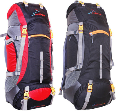 

NORDSTROM 0109 Climate Proof Mountain/trekking/Campaign/Backpack 75 Ltrs Red & Black with Padded Laptop Sleeve & Rain Cover set of 2 Rucksack - 75 L(Multicolor)