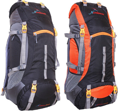 

NORDSTROM 0109 Climate Proof Mountain/trekking/Campaign/Backpack 75 Ltrs Black & Orange with Padded Laptop Sleeve & Rain Cover set of 2 Rucksack - 75 L(Multicolor)