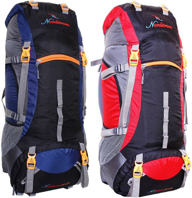

NORDSTROM 0109 Climate Proof Mountain/trekking/Campaign/Backpack 75 Ltrs Navy Blue & Red with Padded Laptop Sleeve & Rain Cover set of 2 Rucksack - 75 L(Multicolor)