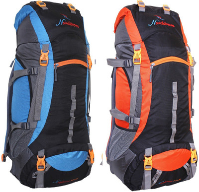 

NORDSTROM 0109 Climate Proof Mountain/trekking/Campaign/Backpack 75 Ltrs Sky Blue & Orange with Padded Laptop Sleeve & Rain Cover set of 2 Rucksack - 75 L(Multicolor)