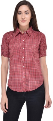 MAYRA Women Checkered Casual Red Shirt