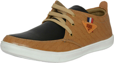 

LeatherKraft Casual shoes, Sneaker Sneakers For Men(Tan, Black-tan